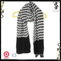 Two color stripe knitted acrylic scarf